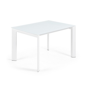Masa extensibila alba din sticla si metal 80x120(180) cm Axis Kave Home