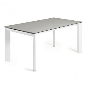 Masa extensibila din metal alb si ceramica gri 140(200) x 90 cm Axis Hydra Lead Kave Home