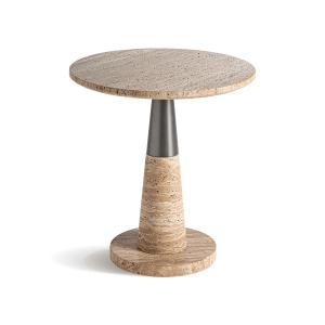 Masa laterala bej/neagra din marmura 50 cm Rust Vical Home