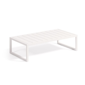 Masa laterala exterior alba din metal 60x114 cm Comova Kave Home