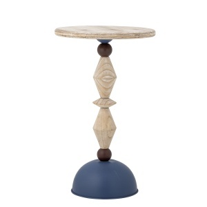 Masa laterala maro/albastra din lemn 30 cm Mannelli Creative Collection