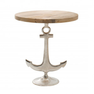 Masa laterala maro/argintie din lemn 50 cm Anker The Home Collection