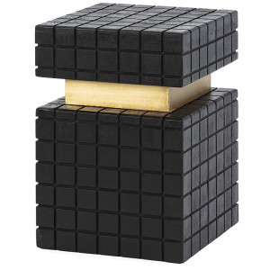 Masa laterala neagra/aurie din lemn 38x38 cm Rubik Thai Natura