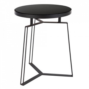 Masa laterala neagra din metal 40 cm Zaira Bizzotto