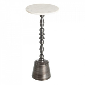 Masuta alba/neagra din marmura si aluminiu 30 cm Kuittua The Home Collection