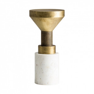 Masuta cafea rotunda din alama si marmura 30 cm Recke Vical Home