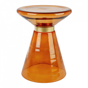 Masuta de cafea maro chihlimbar/aurie din sticla si otel 36 cm Azmin Bizzotto