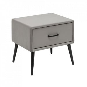 Noptiera gri/neagra din catifea Famous The Home Collection