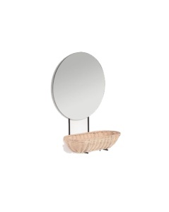 Oglinda cu raft din ratan 35 cm Ebian Kave Home