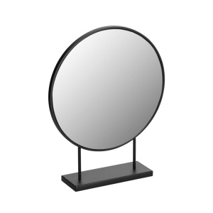 Oglinda rotunda de masa neagra din lemn si metal 36x45 cm Libia Kave Home