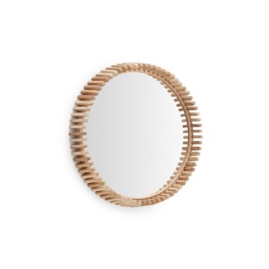 Oglinda rotunda maro din lemn 60 cm Polke Kave Home