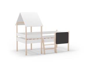 Pat alb din lemn 90x190 cm Mint The Home Collection