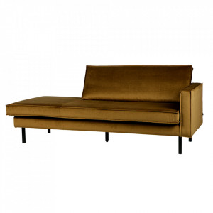 Pat de zi galben mustar din catifea 203 cm Rodeo Daybed Right BePureHome