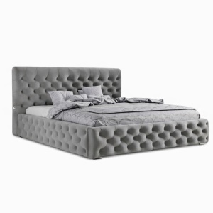 Pat gri platinat din catifea 180x200 cm Verdi FURPOL