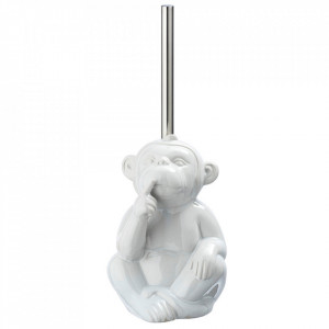 Perie toaleta alba din ceramica Monkey Quiet Wenko