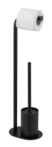 Perie toaleta cu suport hartie igienica negru din metal Levante Wenko