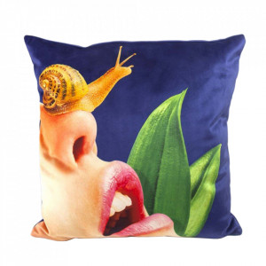 Perna decorativa patrata multicolora din poliester 50x50 cm Snail Toiletpaper Seletti