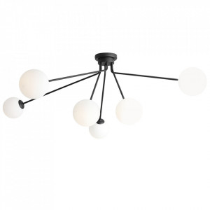 Plafoniera neagra/alba din sticla cu 6 becuri Holm Quiet Object
