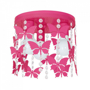 Plafoniera roz inchis din metal si sticla Angelica Milagro Lighting