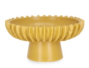 Platou cu picior ocru din ceramica 26 cm Eldar Bizzotto