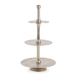 Platou decorativ cu 3 niveluri argintiu din metal 82 cm Mallet Bizzotto