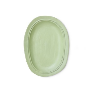 Platou oval verde menta din ceramica 28x38 cm New classics HKliving