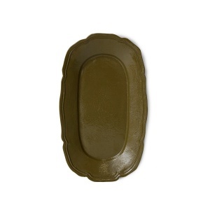 Platou oval verde oliv din metal 13x23 cm New classics HKliving