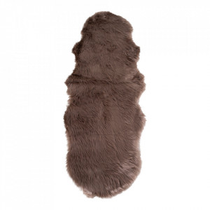Pled din fibre sintetice maro ciuperca 60x180 cm Mahia House Nordic