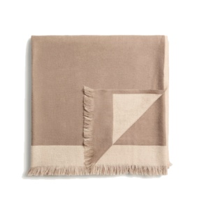 Pled gri/bej din fibre naturale 130x170 cm Orlet Kave Home