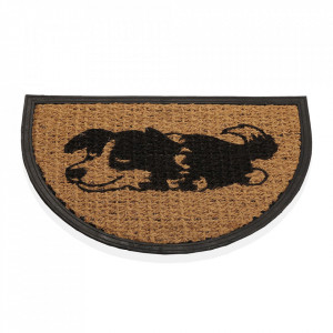 Pres pentru intrare semicircular maro/negru din fibre de cocos 40x60 cm Half Moon Versa Home