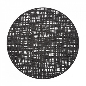 Protectie masa rotunda neagra din PVC 38 cm Scribble Zeller