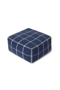 Puf patrat din bumbac albastru navy 45x45 cm Geo Block Lorena Canals