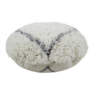 Puf rotund crem/gri carbune din lana si bumbac 70 cm Bereber Soul Lorena Canals