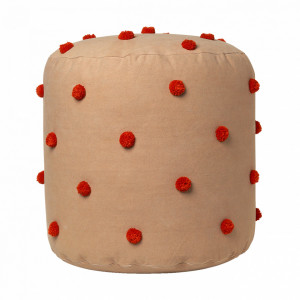 Puf rotund maro camel/rosu din bumbac organic si PET reciclat 39 cm Dot Tufted Ferm Living