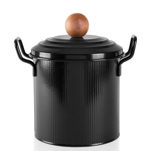 Recipient cu capac negru din metal STP0004 The Home Collection
