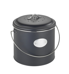 Recipient cu capac pentru compost din metal negru 6 L Nero Wenko
