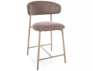 Scaun bar bej inchis din textil Elton The Home Collection