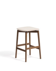 Scaun bar bej/maro din textil Evera Stool Chenille Kave Home