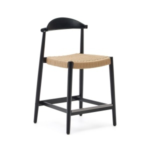 Scaun bar bej/negru din lemn Nina Kave Home