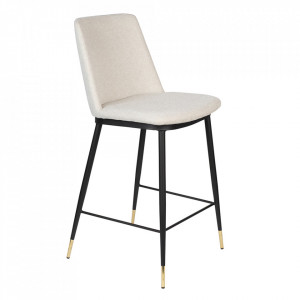 Scaun bar crem/negru din poliester si otel Lionel Low White Label