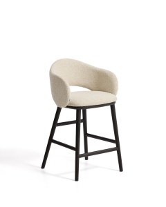Scaun bar din textil bej Maina Chenille Black Wood Kave Home