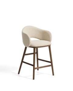 Scaun bar din textil bej Maina Chenille Wood Kave Home