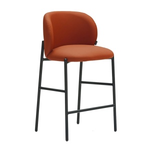 Scaun bar maro teracota/negru din piele ecologica Mogi High Teulat