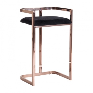 Scaun bar negru/aramiu din catifea Lerma Vical Home