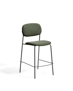 Scaun bar verde din textil Meli Chenille Stackable Kave Home