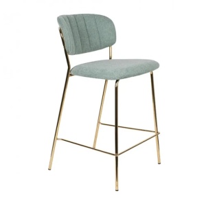 Scaun de bar verde deschis/auriu din textil Jolien Quiet Object