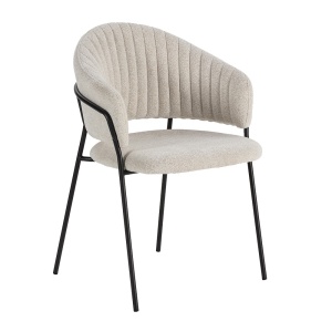 Scaun dining alb/negru din textil Leticia The Home Collection