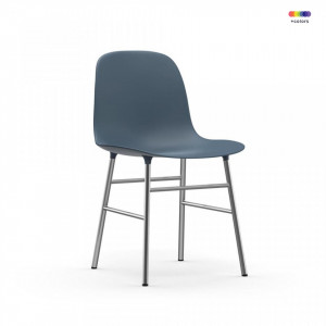 Scaun dining albastru din polipropilena si metal Form Chrome Normann Copenhagen