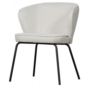 Scaun dining crem din textil Admit Boucle Woood