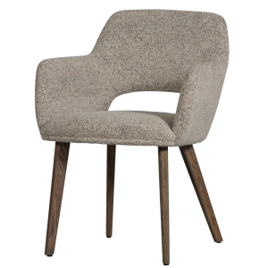 Scaun dining crem/maro inchis din textil Murat Woood